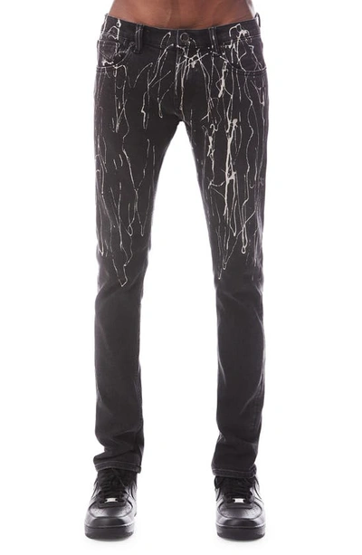 Hvman Strat Punk Paint Splatter Stretch Super Skinny Jeans In Black Opium