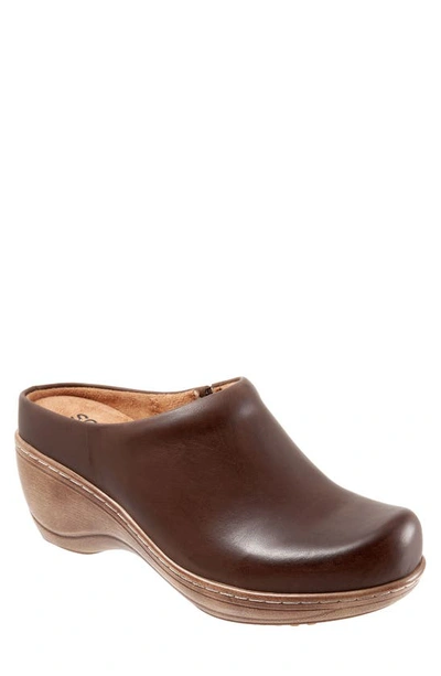 Softwalk Madison Clog In Dark Brown Leather