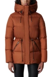 Mackage Freya Foil Shield Water-repellent Hooded Down Jacket In Cognac