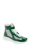 Prada America's Cup Bike High Top Sneaker In Mango Argento