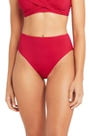 Sea Level Retro High Waist Bikini Bottoms In Red