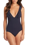 Sea Level Frill One-piece Swimsuit In Night Sky