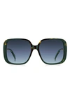 Marc Jacobs 57mm Square Sunglasses In Dark Havana Teal / Greyblue