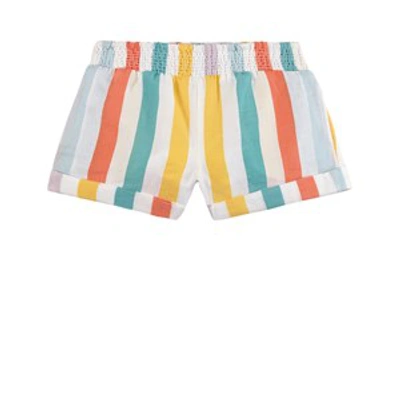 Stella Mccartney Kids Multicolored Striped Cotton And Linen Shorts In Orange