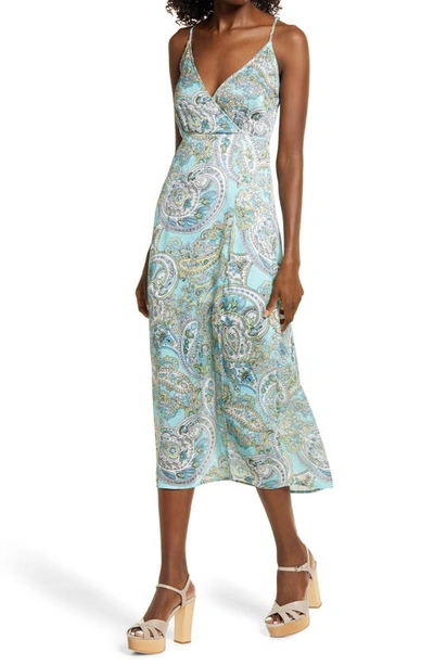 Nsr Louisa Paisley Dress In Teal Paisley