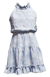 Ava & Yelly Kids' Crinkle Chiffon Tiered Dress In Peri Blue