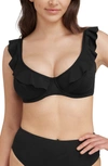 Sea Level Frill F-cup Underwire Bikini Top In Black