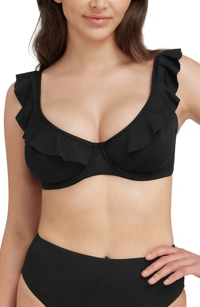 Sea Level Frill F-cup Underwire Bikini Top In Black