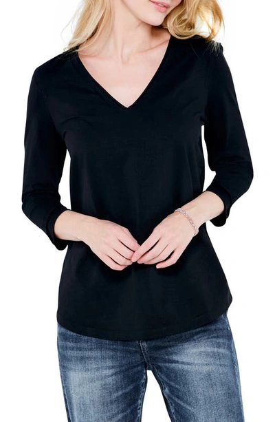 Nzt Nic And Zoe Rolled V-neck T-shirt In Black Onyx