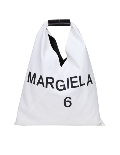 Mm6 Maison Margiela Classic Japanese Eco Canvas Logo Tote In White