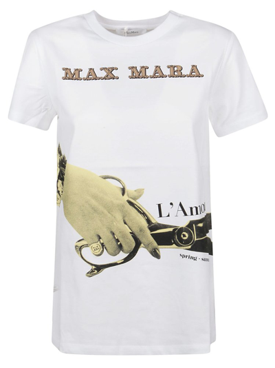 Max Mara Cotton T-shirt With Frontal Print - Atterley In White