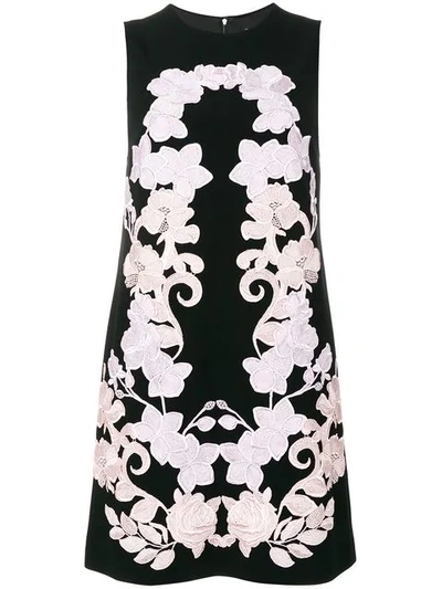 Dolce & Gabbana Floral Embroidered Sheath Dress In Black