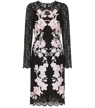 Dolce & Gabbana Embroidered Lace Dress In Black