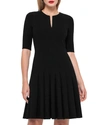 Akris Elbow-sleeve Zip-front Pleated A-line Wool Dress In Black