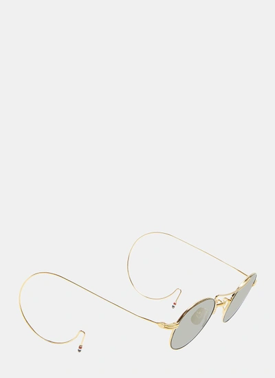 Thom Browne Gold-rimmed Mini Round Frame Sunglasses In Gold