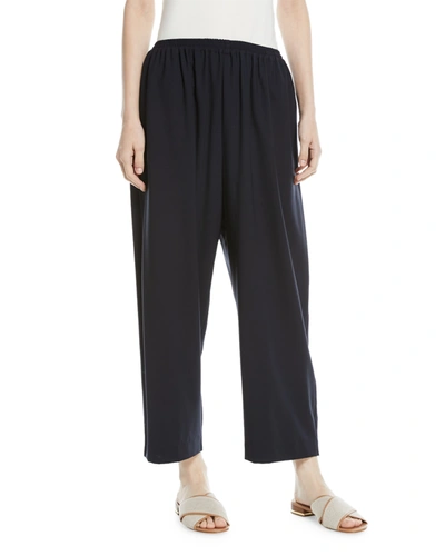 Eskandar Japanese Tapered-leg Cropped Trousers, Charcoal In Navy