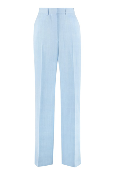 Casablanca High-waisted Wide-leg Tailored Trousers In Light Blue