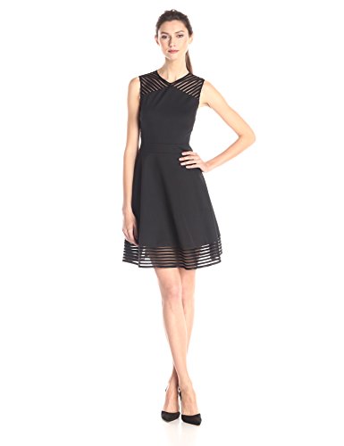 Ted Baker Women's Eleese Mesh-inset Fit-and-flare Dress In Black | ModeSens