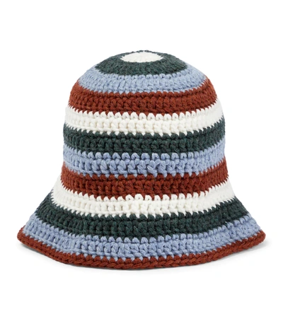 Khaite Kam Crochet Cashmere Bucket Hat In Multicolor Stripe | ModeSens