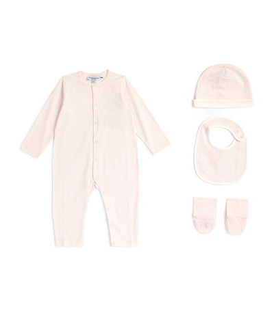 Emporio Armani Babies' Playsuit, Hat, Bib And Booties Gift Set (1-12 Months) In Pink