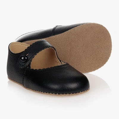 Early Days Babies' Girls Black Leather Pre-walker Shoes