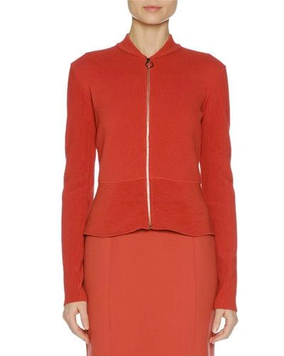 Agnona Ribbed Ottoman-knit Jacket In Red
