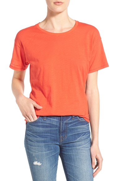 Madewell 'whisper' Cotton Crewneck Tee In Tropical Coral | ModeSens