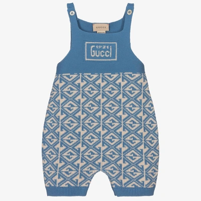Gucci Babies' Blue G Wool Knit Dungarees | ModeSens