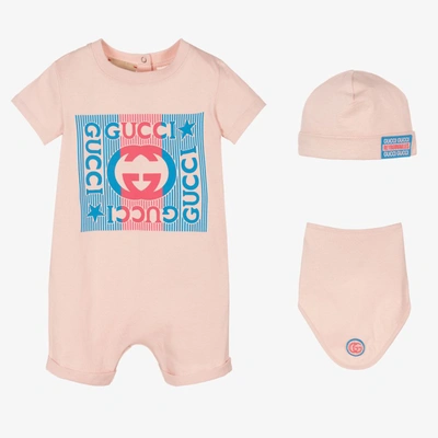 Gucci Babies' Girls Pink Cotton Shortie Gift Set