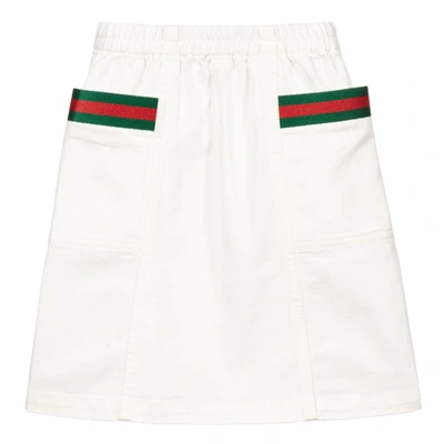 Gucci Babies' Girls White Denim Web Skirt