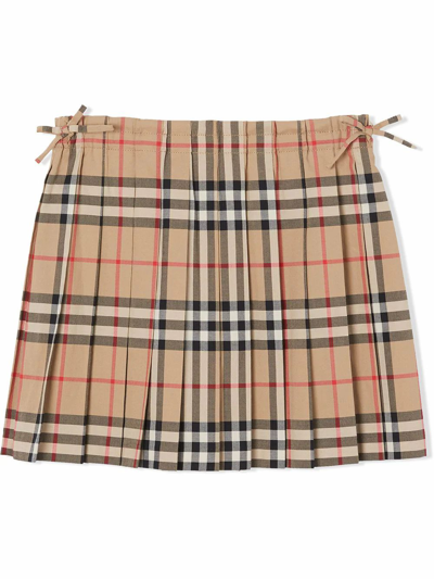 Burberry Babies' Girls Beige Checked Cotton Skirt