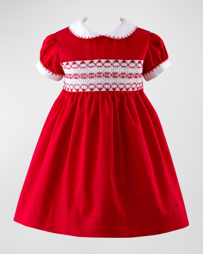 Rachel Riley Kids' Girls Red Hand Smocked Dress