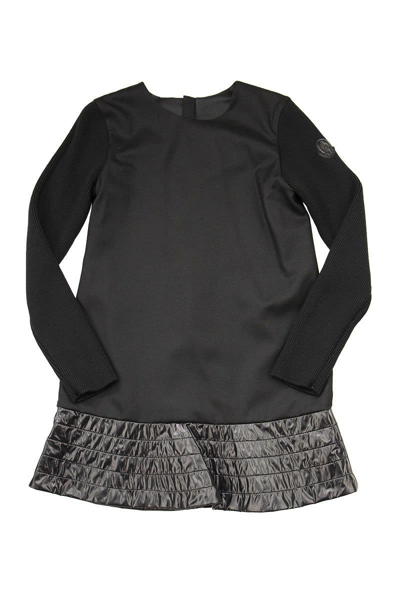 Moncler Kids' Black Dress With Laqué Skirt