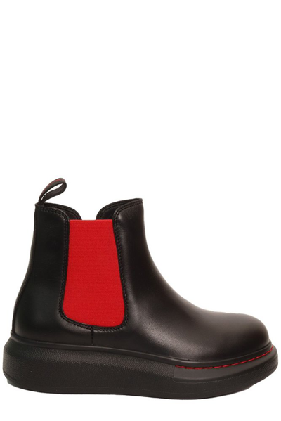 Alexander Mcqueen Kids' Platform-sole Slip-on Ankle Boots In Black