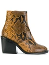 Robert Clergerie Mayan Snake-skin Effect Boots In Brown