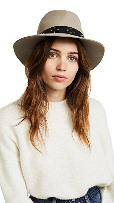 Rag & Bone Floppy Brim Wool Fedora W/ Leather Band In Tan