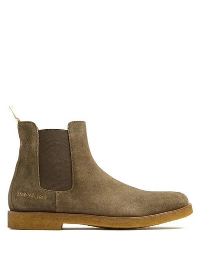 Common Projects Suede Chelsea Boots In Brown