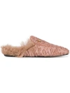 Gucci Pink Princetown Shearling Mules In Pink&purple