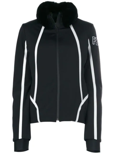 Fendi Roma Fur-trimmed Bi-colour Ski Jacket In Black