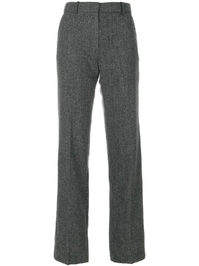 Vanessa Bruno Gauvain Mid-rise Herringbone Wool Trousers In Tonal-grey