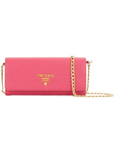 Prada Mini Saffiano Wallet Bag - Pink