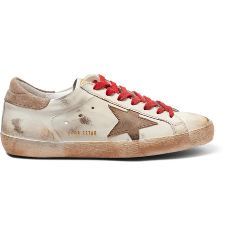 Golden Goose Superstar Distressed Leather Sneakers In White | ModeSens