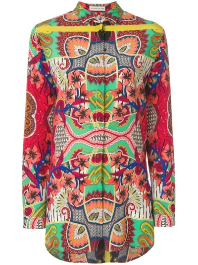 Etro Tropical-paisley Print Button-front Silk Tunic Shirt In Multi