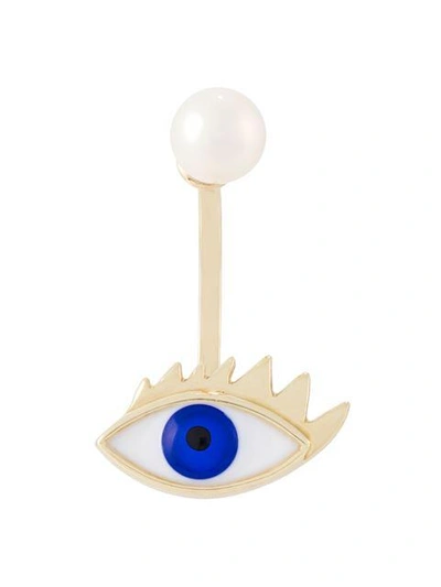 Delfina Delettrez 9kt Gold Eye Piercing Earring In Blue