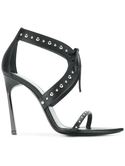 Saint Laurent Iris Studded Sandal In Black Suede