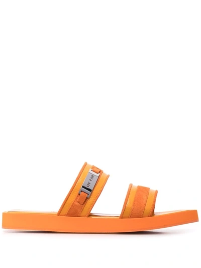 By Far Easy Sunflower Gloss Grained Leather Sandals In Orange