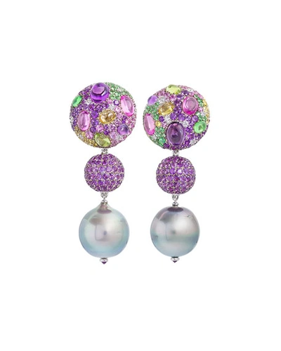 Margot Mckinney Jewelry Cookie Mixed Sapphire & Pearl Drop Earrings