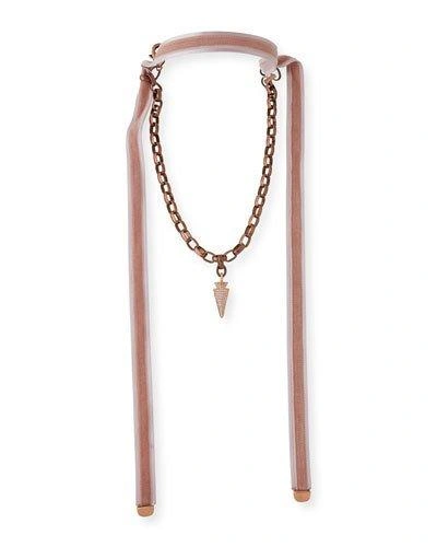 Hipchik Ada Arrowhead Necklace With Velvet Ties In Pink