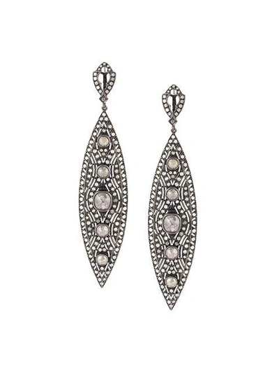 Loree Rodkin Diamond Tear Drop Earrings In Grey