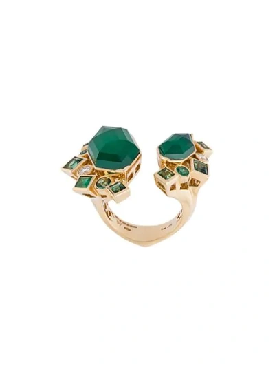 Stephen Webster 18kt Yellow Gold Crystal Haze Emerald And Diamond Ring In Green